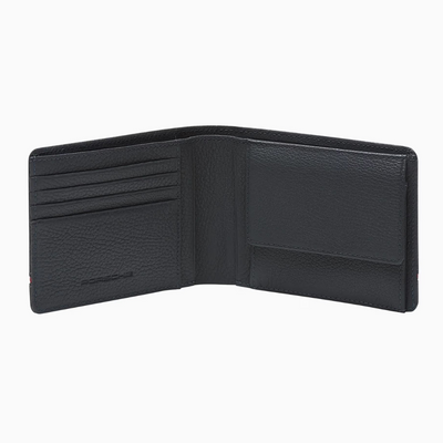 Heritage Embossed Porsche Cowhide Leather Men's Dark Grey Wallet
