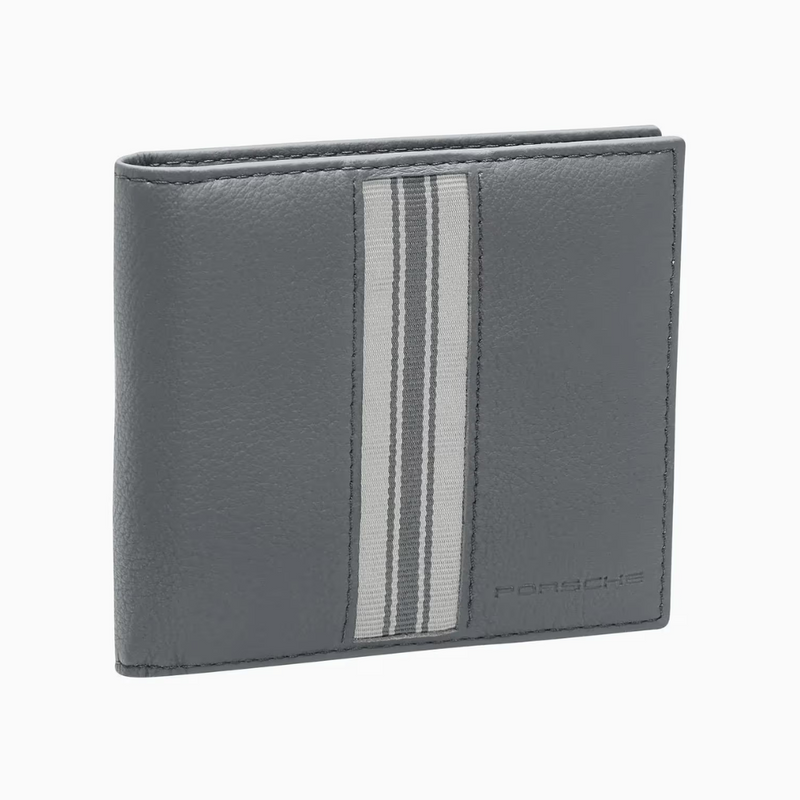 Heritage Embossed Porsche Logo Cowhide Leather Striped Card Holder