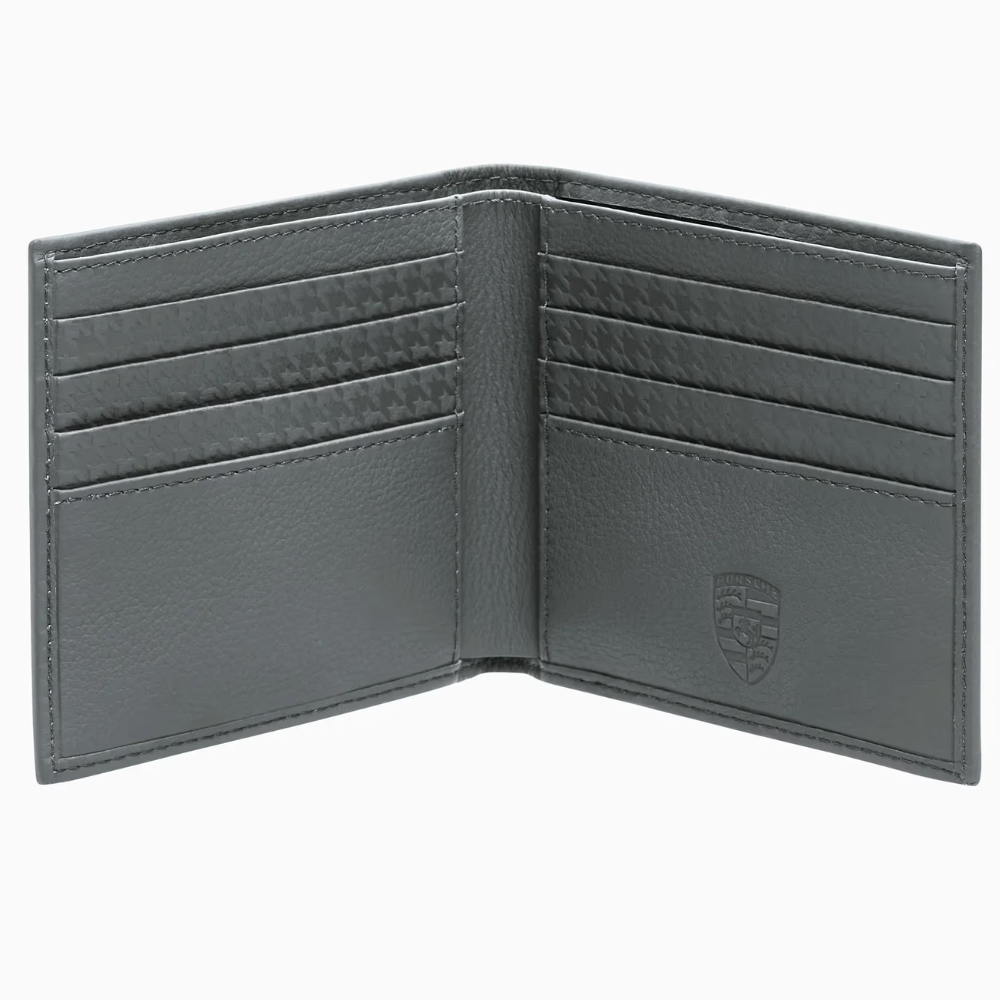 Heritage Embossed Porsche Logo Cowhide Leather Striped Card Holder