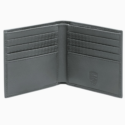 Heritage Embossed Porsche Logo Cowhide Leather Striped Card Holder