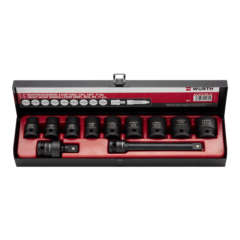 Porsche 1/2 in Impact Short Socket Set 11 Pieces 0714900110
