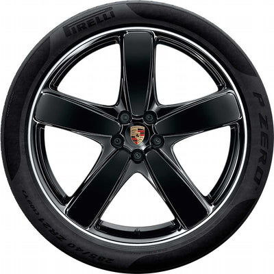 Porsche 21 in Sport Classic Summer Wheel & Tire Set in Black High Gloss - Macan 15-23 95B044665P