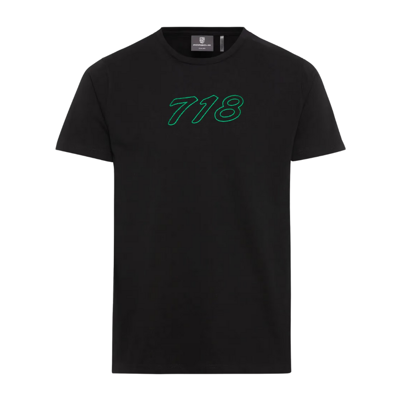 Porsche 718 Short Sleeve Crew Neck Unisex T-Shirt - Black