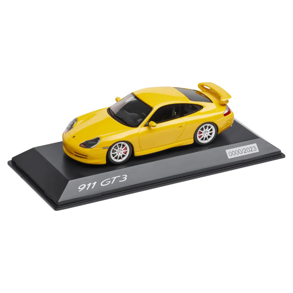 Porsche 911 GT3 996 Yellow Collectors Model Car - Scale 1:43