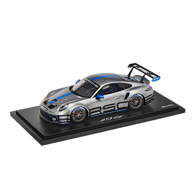 Porsche 911 GT3 Cup 992 Silver Blue Collectors Model - Scale 1:18