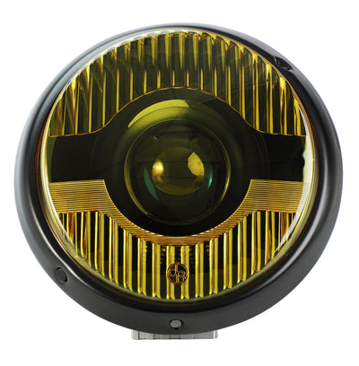 Porsche 911 Raven S Black LED Headlight Set w/ Black Trim Fluted Amber Lens