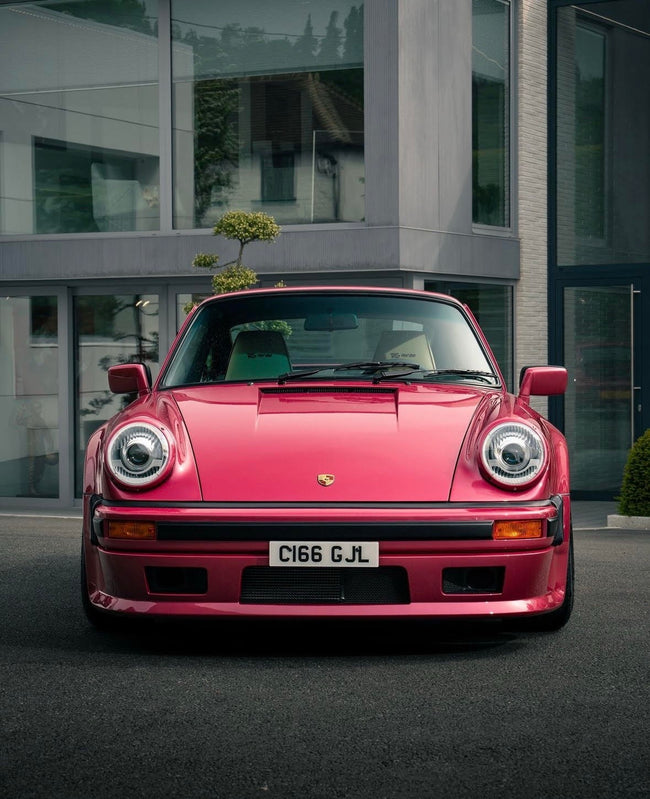 Porsche 911 Raven S Black LED Headlight Set w/ Chrome Trim Fluted Lens