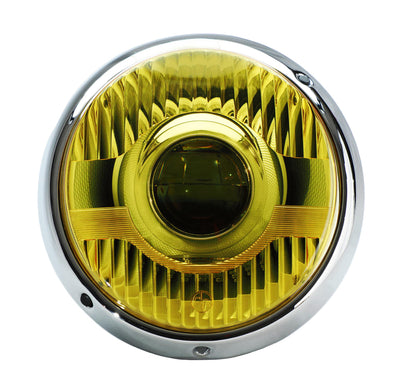 Porsche 911 Raven S Silver LED Headlight Set w/ Chrome Trim Fluted Amber Lens