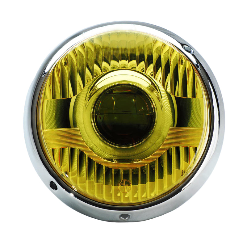 Porsche 911 Raven S Silver LED Headlight Set w/ Chrome Trim Fluted Amber Lens