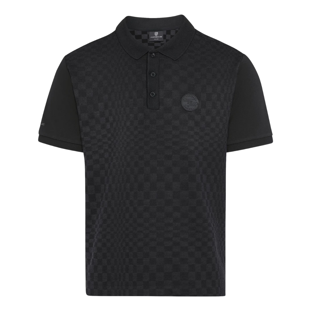 Porsche 911 Spirit 70 Jacquard Mens Black Polo Shirt - XXL