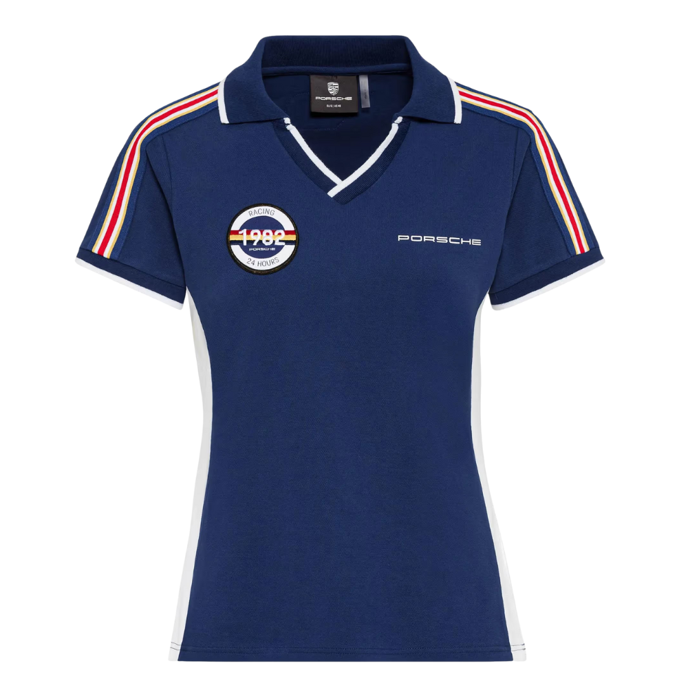 Porsche 956 Racing Womens Blue Polo Shirt