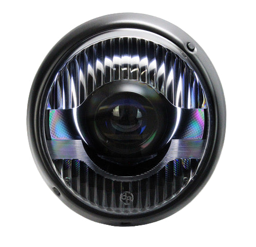 Porsche 9Eleven Headlight Set Raven S Black w Fluted Lens and Black Ring | RAVS-BLK-FL-BLK