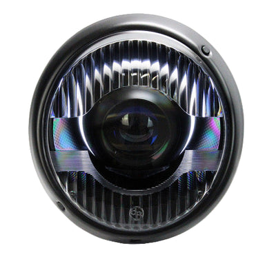 Porsche 9Eleven Headlight Set Raven S Black w Fluted Lens and Black Ring | RAVS-BLK-FL-BLK
