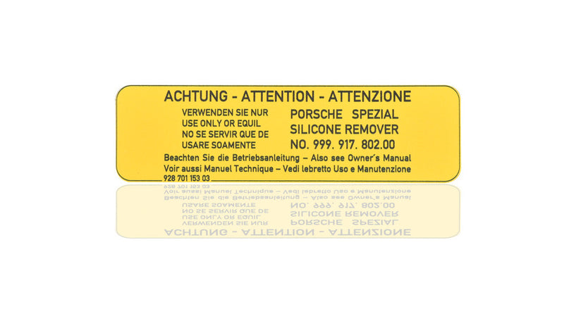 Porsche Adhesive Label For Intensive Washer System - 928 78-82 928-701-153-03