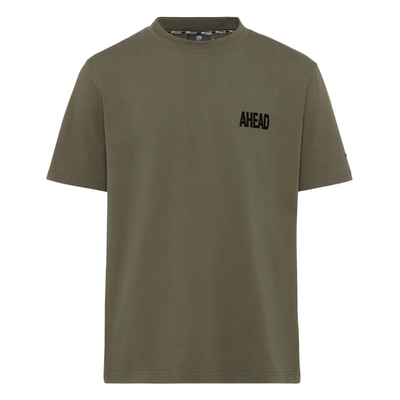Porsche Ahead Flock Print Mens Olive Green T-Shirt