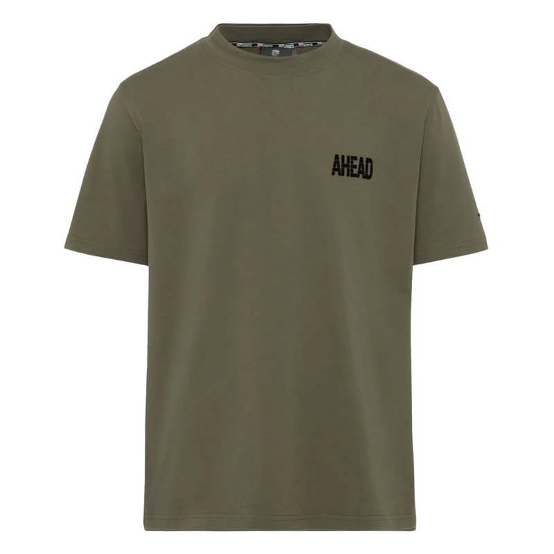 Porsche Ahead Flock Print Mens Olive Green T-Shirt