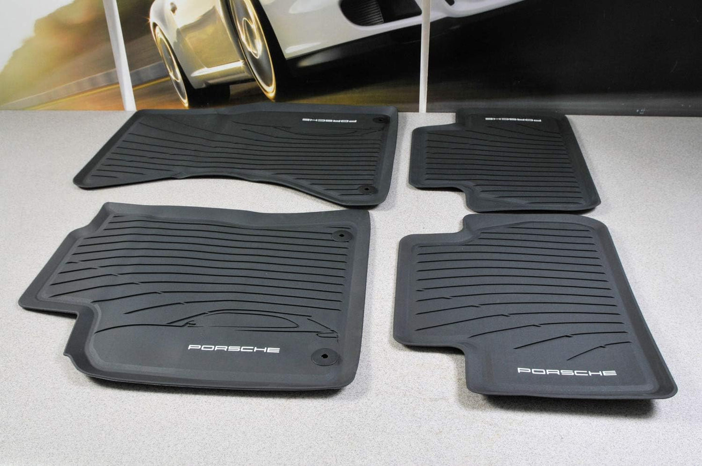 Porsche All Weather Floor Mats - Black - 95B044800431E0 - Macan 15-23 95B044800431E0