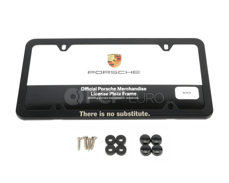 Porsche Black Stainless Slimline License Plate Frame No Substitute | PNA-704-012-12