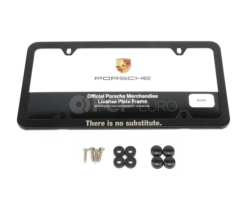Porsche Black Stainless Slimline License Plate Frame No Substitute | PNA-704-012-12