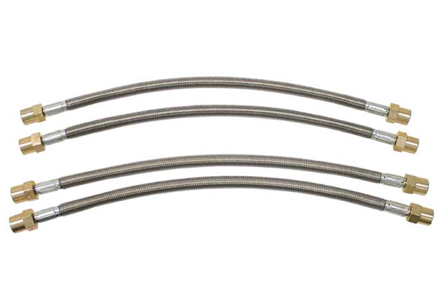 Porsche Brake Hose Set - Steel Braided with Clear Protective Jacket, 911/Boxster/Cayman/718 Boxster/718 Cayman/718 Spyder | 2012-2024 995522110