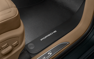 Porsche Carbon Floor Mats With Leather Edging - 95B04480243 - Macan 15-23 95B04480243