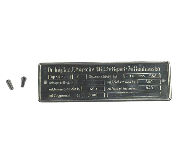 Porsche Chassis ID Plate - 911S 2.2 911-701-101-01