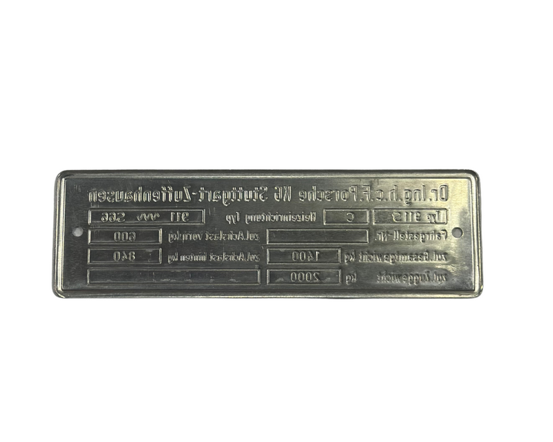 Porsche Chassis ID Plate - 911S 2.2 911-701-101-01