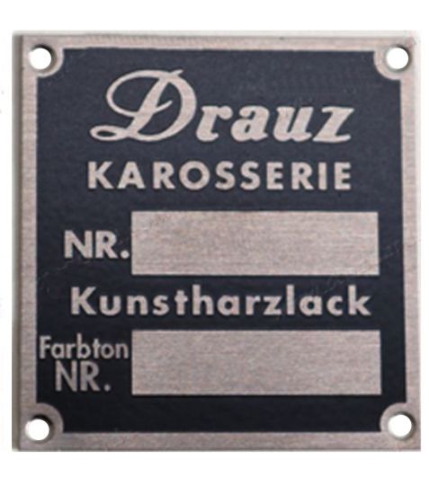 Porsche Chassis and Paint Badge for Drauz Built Convertible D and Roadster 644-701-104-00