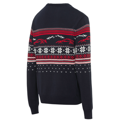 Porsche Christmas Print Unisex Dark Blue Knitted Pullover Sweater