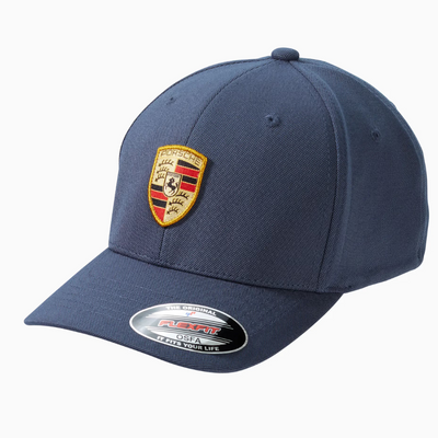 Porsche Crest Badge Flexfit Peaked Dark Blue Cap