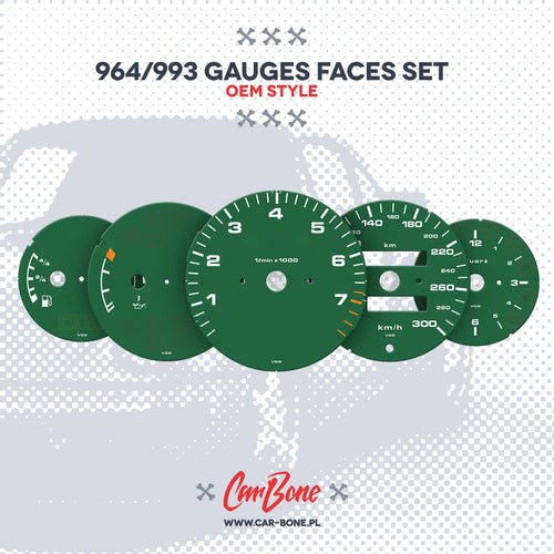 Porsche Custom Gauge Faces Set - 964 - 993 1989-1998 CB-CTN-964-GRN
