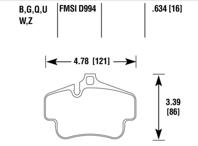 Porsche Disc Brake Pad Rear - Boxster/Cayman/911 02-19