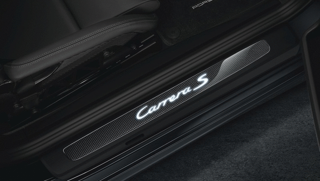 Porsche Door Entry Guards In Carbon Illuminated - 99104480038 - 991 12-18 99104480038