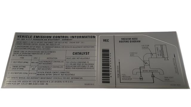 Porsche Emission Control Sticker - 911 94-98 993-006-109-01