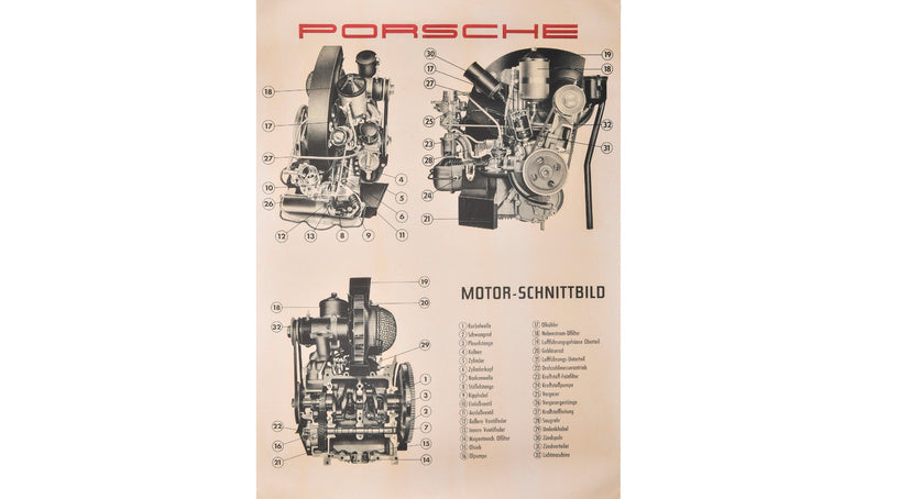 Porsche Engine Cutaway Diagram - All 356s 50-65 PCG-356-100-30