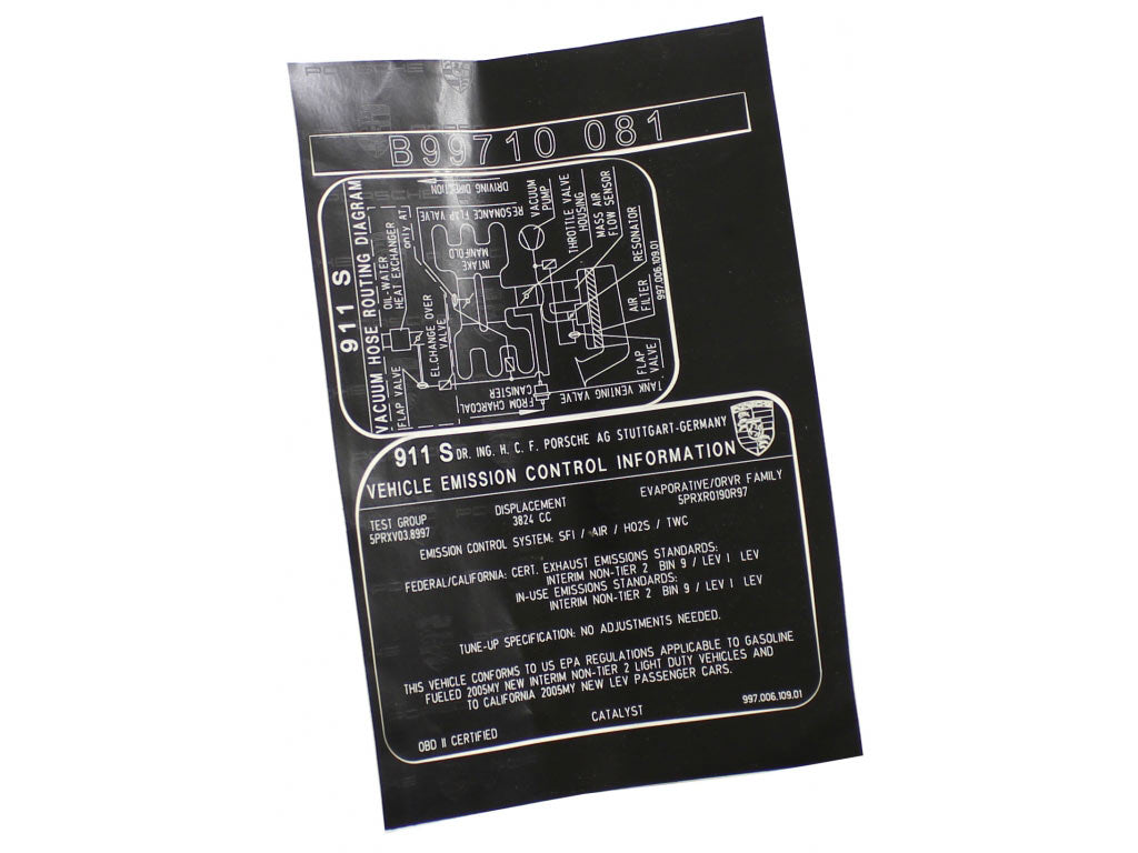 Porsche Engine Decal - 911 05-08 997-006-109-01
