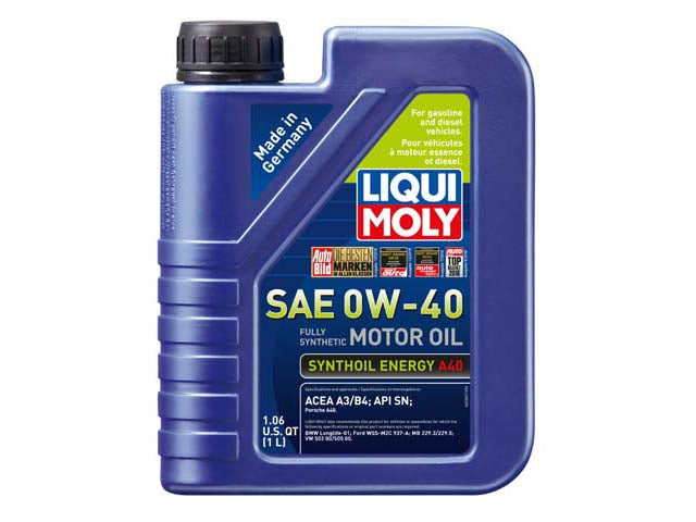 Porsche Engine Oil - Liqui Moly Synthoil Energy A40 - 0W-40 Synthetic 1 Liter , 928/911/Boxster/Cayman/Cayenne/Panamera/924/Macan/968/944/718 Boxster/718 Cayman/918 Spyder | 1984-2019 2049