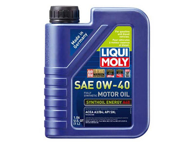 Porsche Engine Oil - Liqui Moly Synthoil Energy A40 - 0W-40 Synthetic 1 Liter , 928/911/Boxster/Cayman/Cayenne/Panamera/924/Macan/968/944/718 Boxster/718 Cayman/918 Spyder | 1984-2019 2049