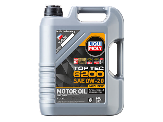 Porsche Engine Oil - Liqui Moly Top Tec 6200 - 0W-20 Synthetic 5 Liter , Panamera/Cayenne/Macan | 2017-2025 20238