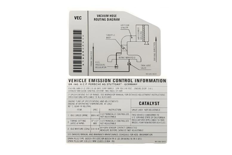Porsche Engine Specification Sticker - 911 94-98 993-006-109-06