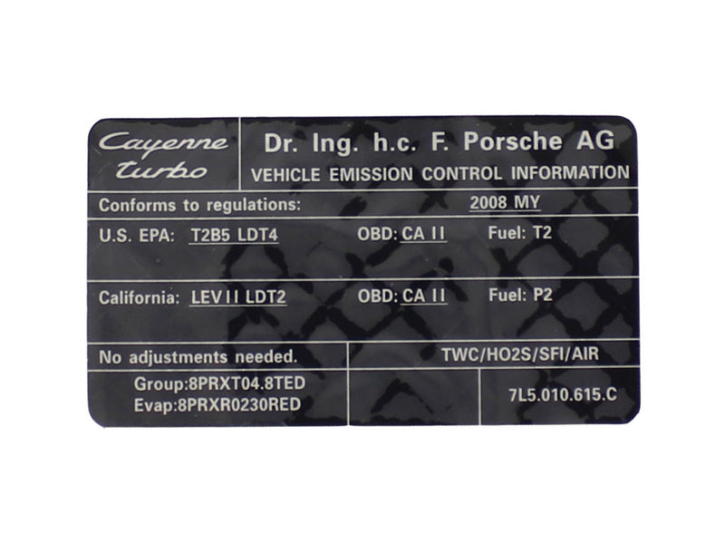 Porsche Engine Sticker - Cayenne 2008 955-006-119-10