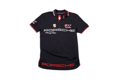 Porsche Essential Black Cotton Polo Shirt - Medium