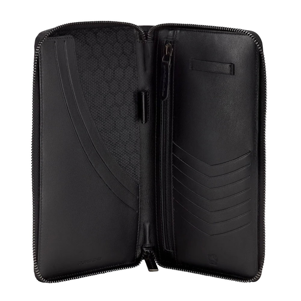 Porsche Essential Cowhide Leather Black Travel Wallet