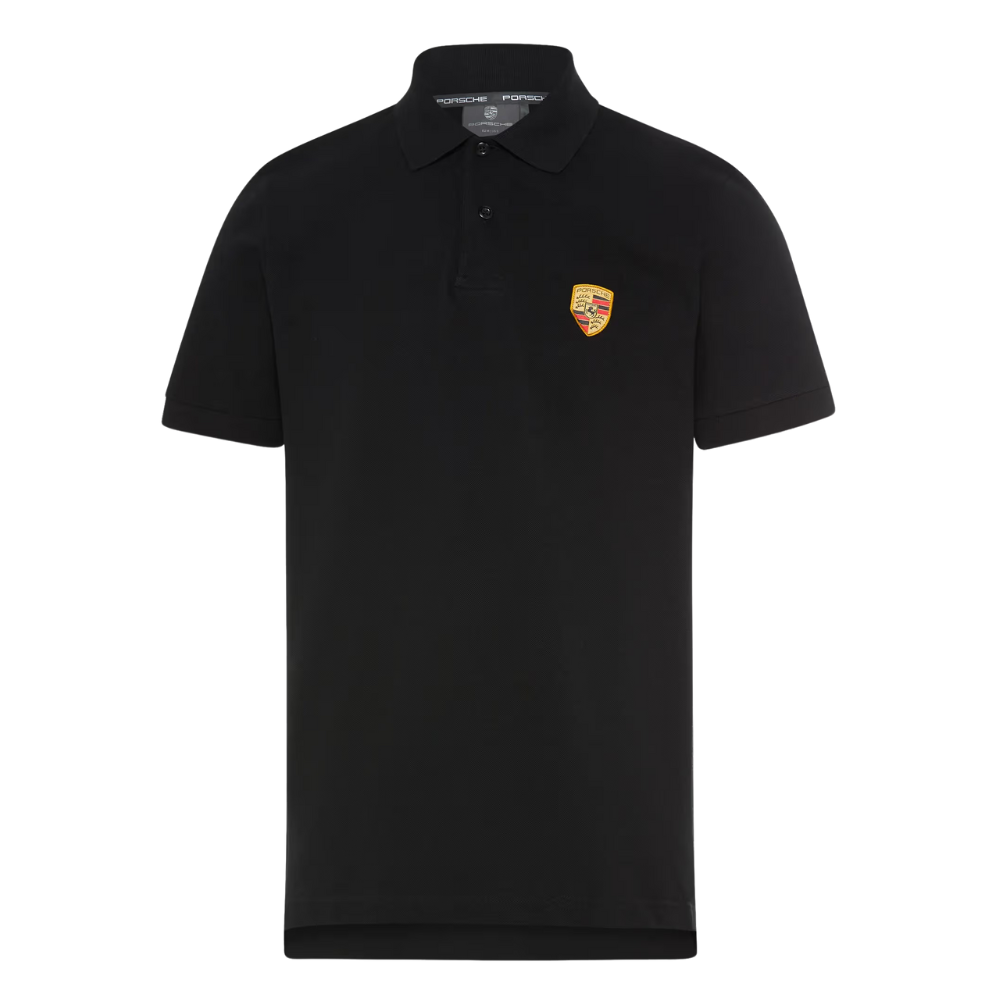 Porsche Essential Crest Mens Black Polo Shirt