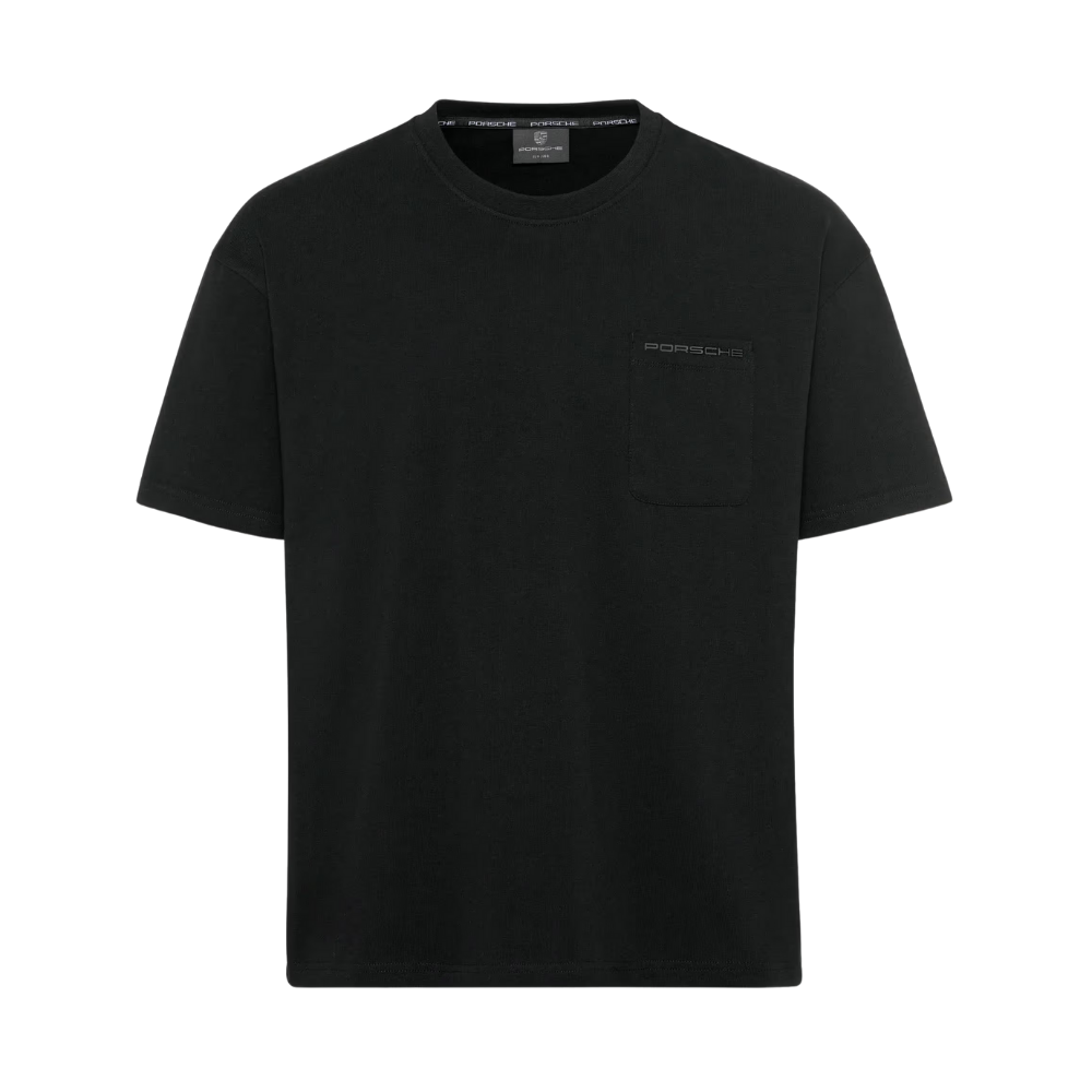 Porsche Essential Patch Pocket Cotton Unisex T-Shirt - Black