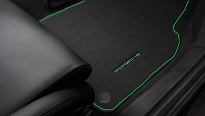 Porsche Floor Mats - Black - Green - 98155161310RCU - 981 - 982 13-23 - 991 12-18 98155161310RCU