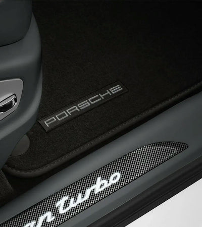 Porsche Floor Mats with Nubuk Surround Black/Carrera Red - 95B864435DHJA - Macan 95B864435DHJA
