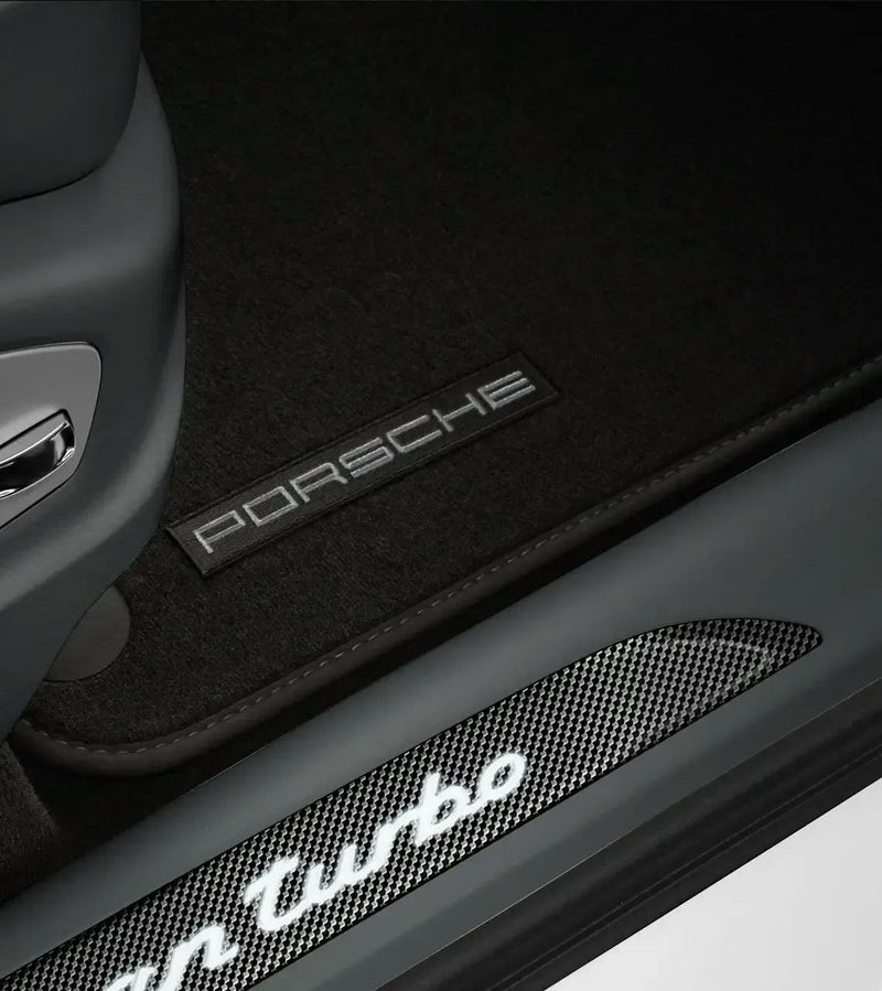 Porsche Floor Mats with Nubuk Surround Black/Carrera Red - 95B864435DHJA - Macan 95B864435DHJA