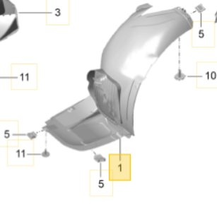 Porsche Front Wheel Housing Liner - Right - 991 15-19 991-504-502-05