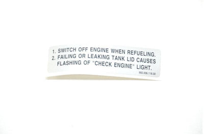 Porsche Fuel Information Sticker - 911/Boxster 94-05 993-006-118-00